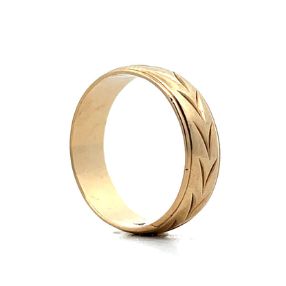 Mens Vintage Chevron Wedding Band in 10k