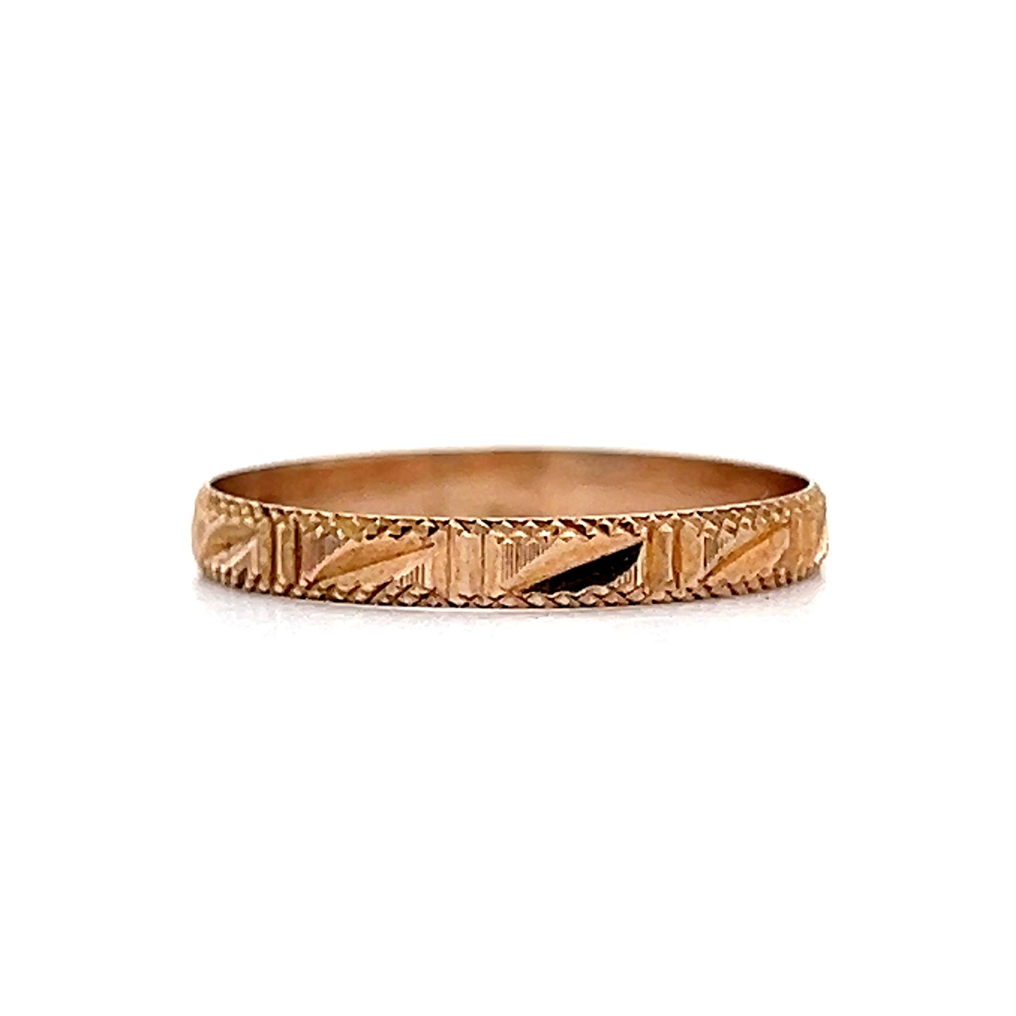 Vintage Retro Geometric Wedding Band in 14k