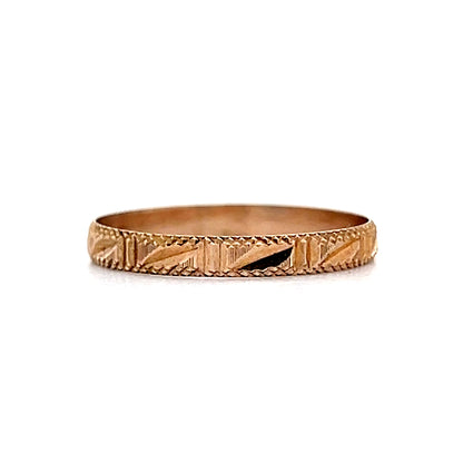 Vintage Retro Geometric Wedding Band in 14k