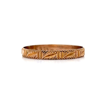 Vintage Retro Geometric Wedding Band in 14k