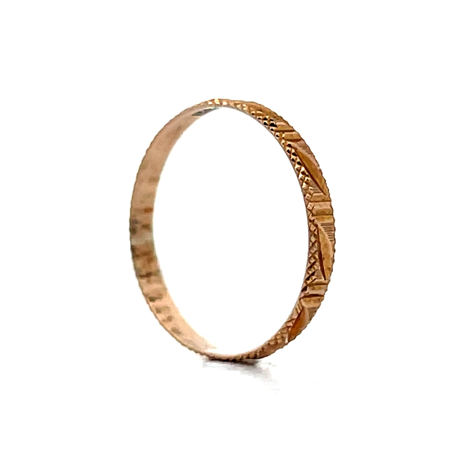 Vintage Retro Geometric Wedding Band in 14k