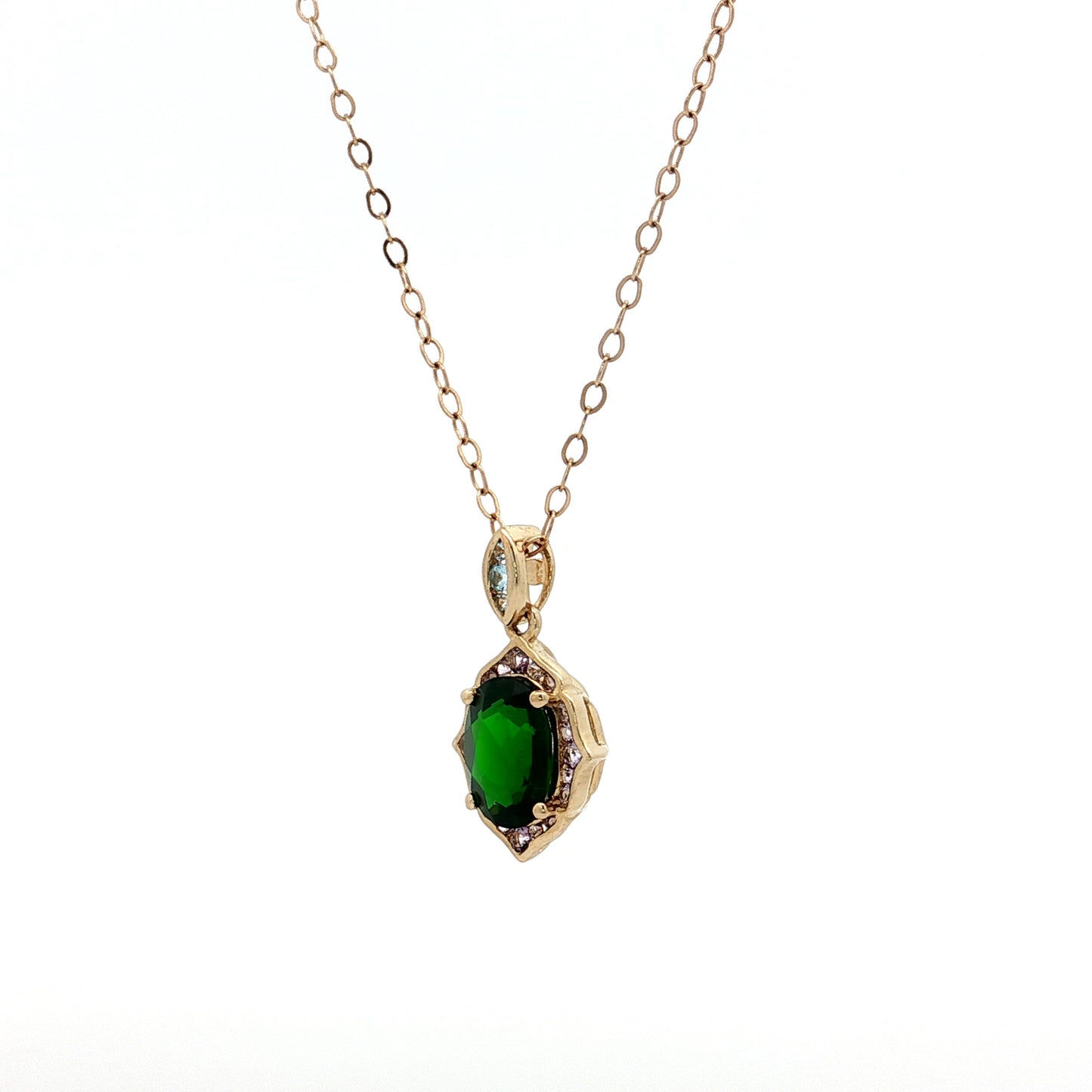1.21 Tsavorite Garnet & Amethyst Pendant 14k
