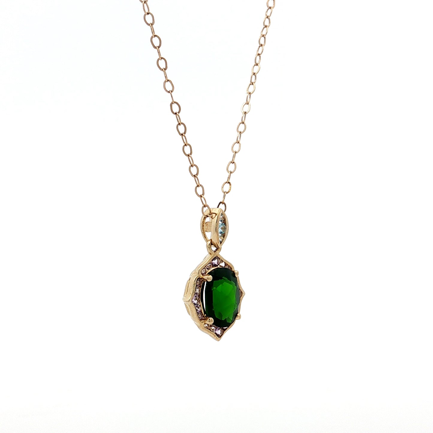 1.21 Tsavorite Garnet & Amethyst Pendant 14k