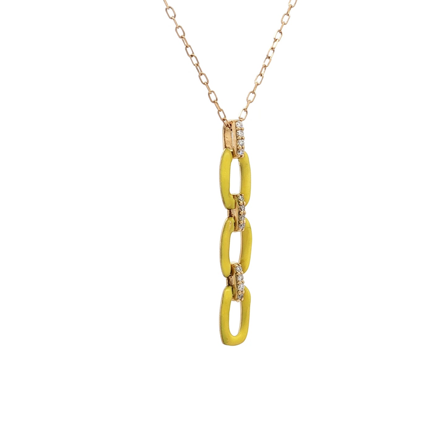 .07 Diamond Chain Link Pendant 18k Yellow Gold
