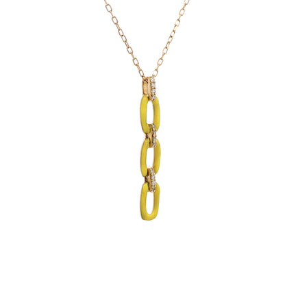 .07 Diamond Chain Link Pendant 18k Yellow Gold