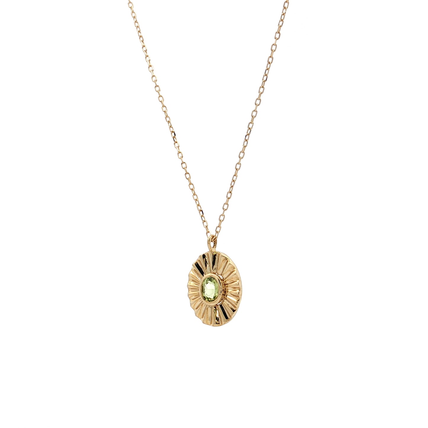 .10 Bezel Peridot Pendant Necklace 14k Yellow Gold