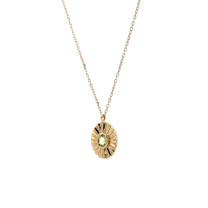 .10 Bezel Peridot Pendant Necklace 14k Yellow Gold