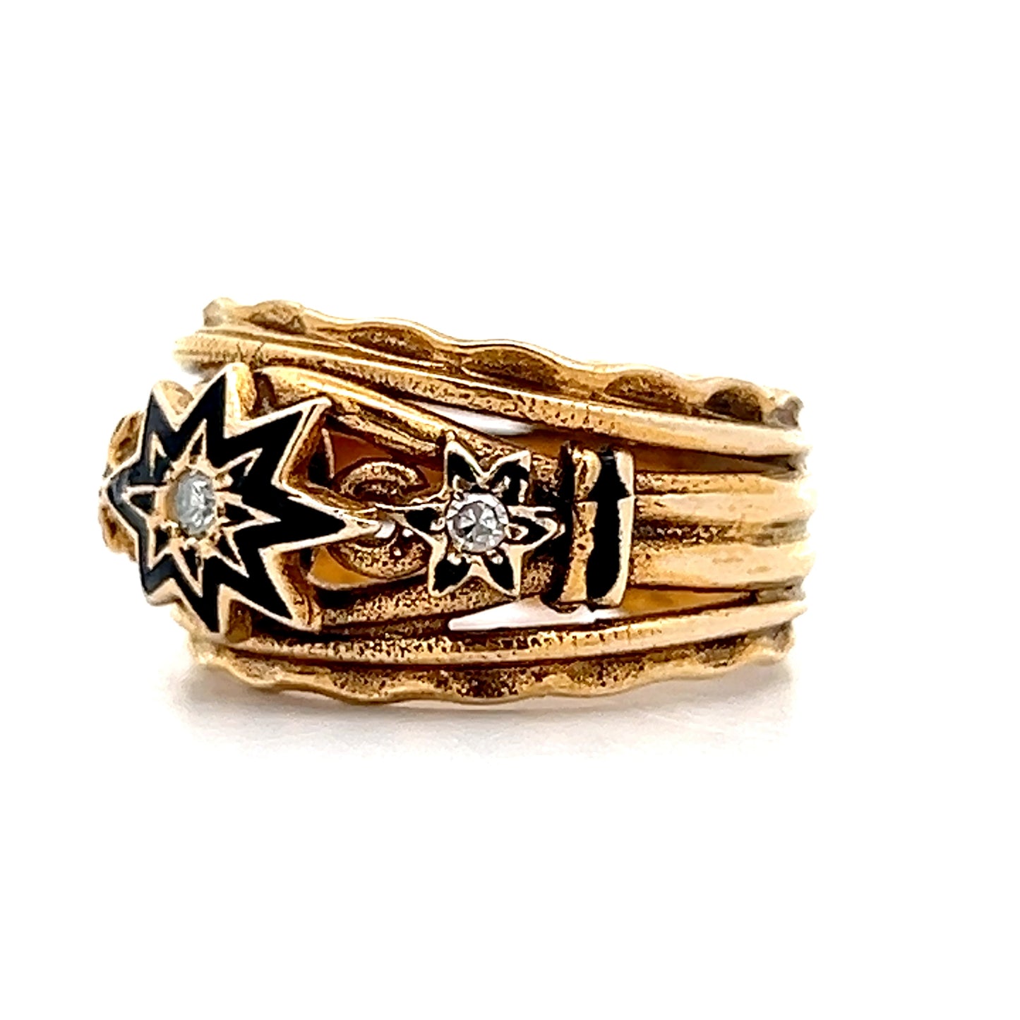 .07 Antique Victorian Diamond & Enamel Cocktail Ring