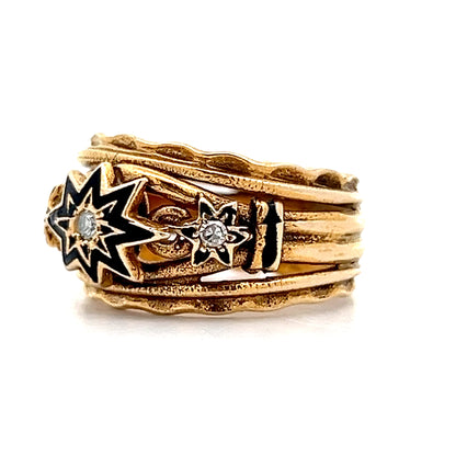 .07 Antique Victorian Diamond & Enamel Cocktail Ring