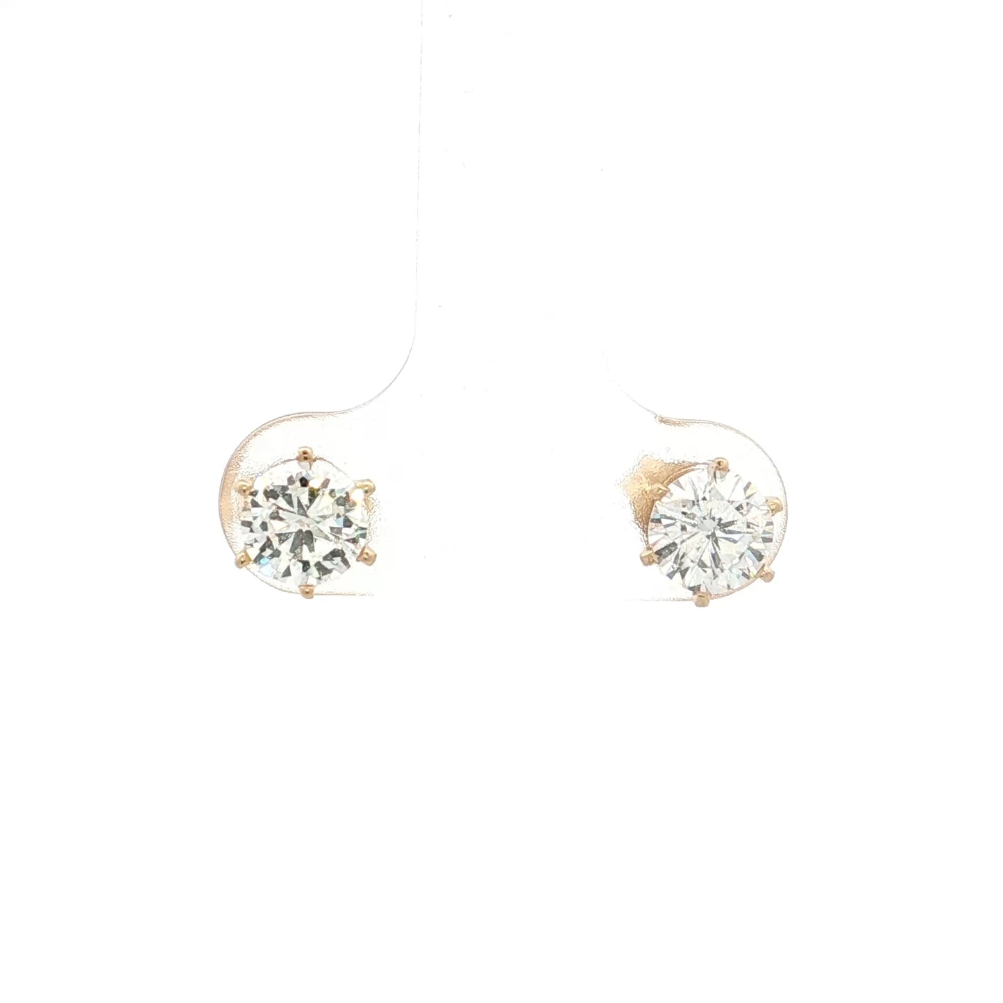 1.90 Carat Diamond Halo Stud Earrings 14k Yellow Gold