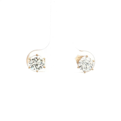 1.90 Carat Diamond Halo Stud Earrings 14k Yellow Gold
