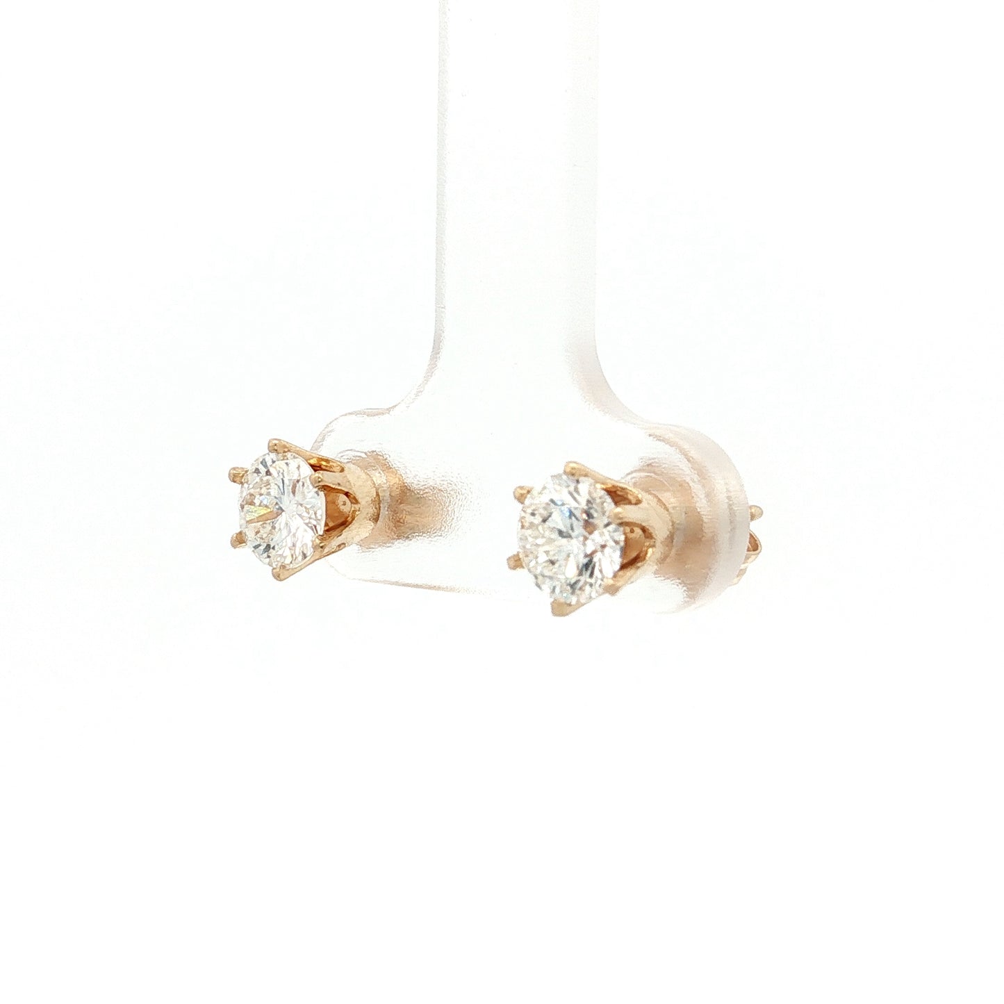 1.90 Carat Diamond Halo Stud Earrings 14k Yellow Gold