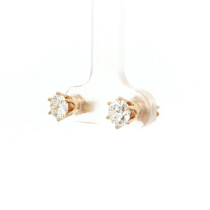 1.90 Carat Diamond Halo Stud Earrings 14k Yellow Gold