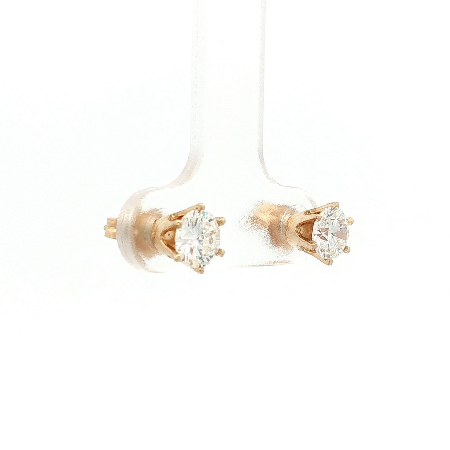 1.90 Carat Diamond Halo Stud Earrings 14k Yellow Gold