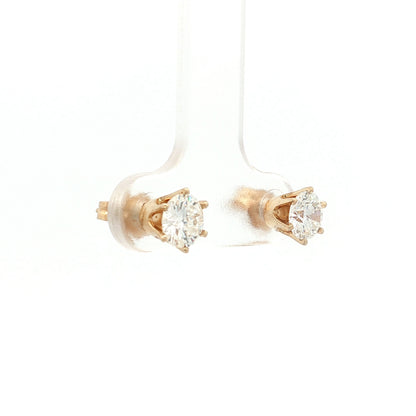 1.90 Carat Diamond Halo Stud Earrings 14k Yellow Gold