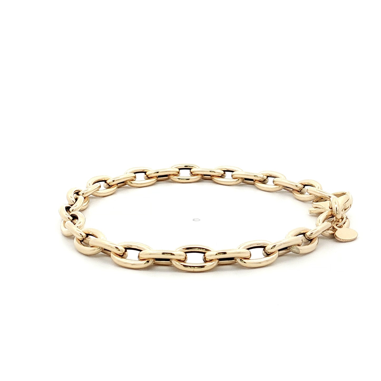 7" Elongated Oval Link Bracelet 14k Yellow Gold