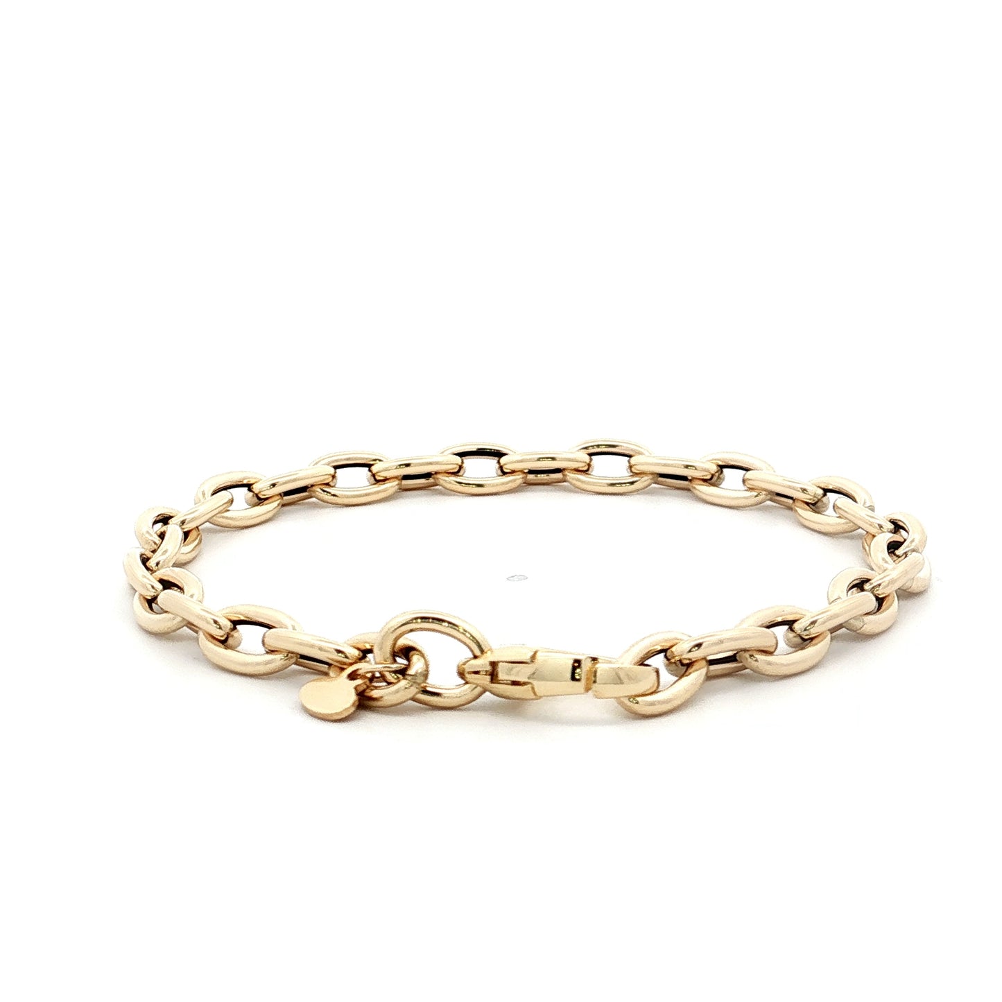 7" Elongated Oval Link Bracelet 14k Yellow Gold