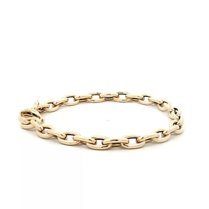 7" Elongated Oval Link Bracelet 14k Yellow Gold