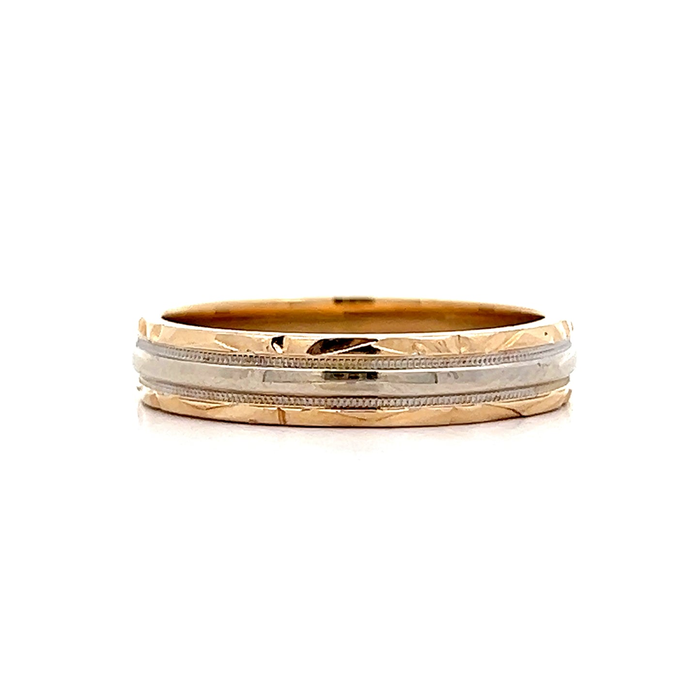 Vintage Mid-Century Two-Tone Wedding Band in 14k