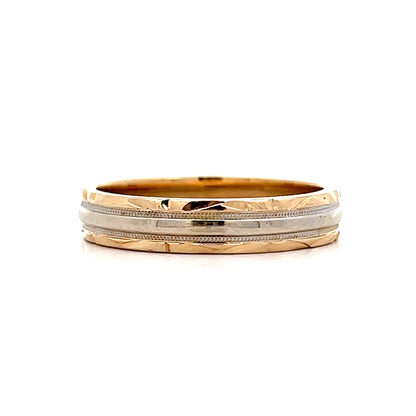 Vintage Mid-Century Two-Tone Wedding Band in 14k