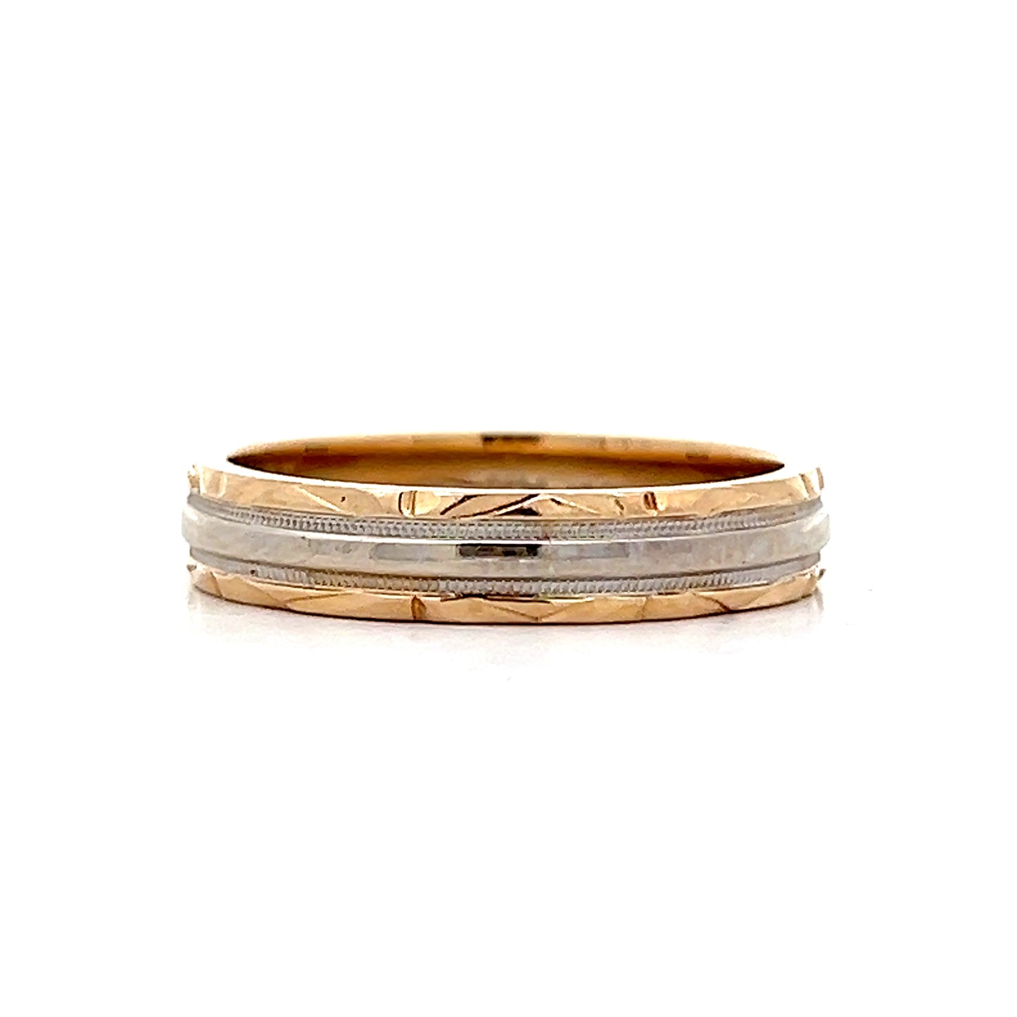 Vintage Mid-Century Two-Tone Wedding Band in 14k