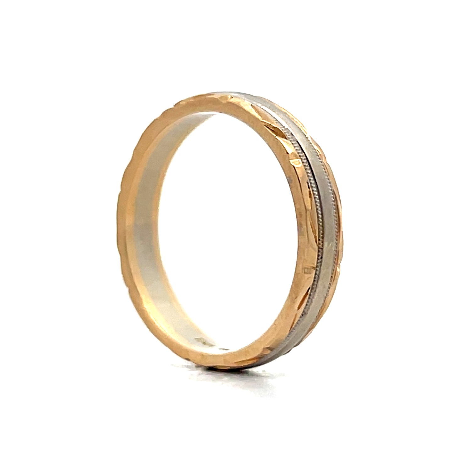 Vintage Mid-Century Two-Tone Wedding Band in 14k