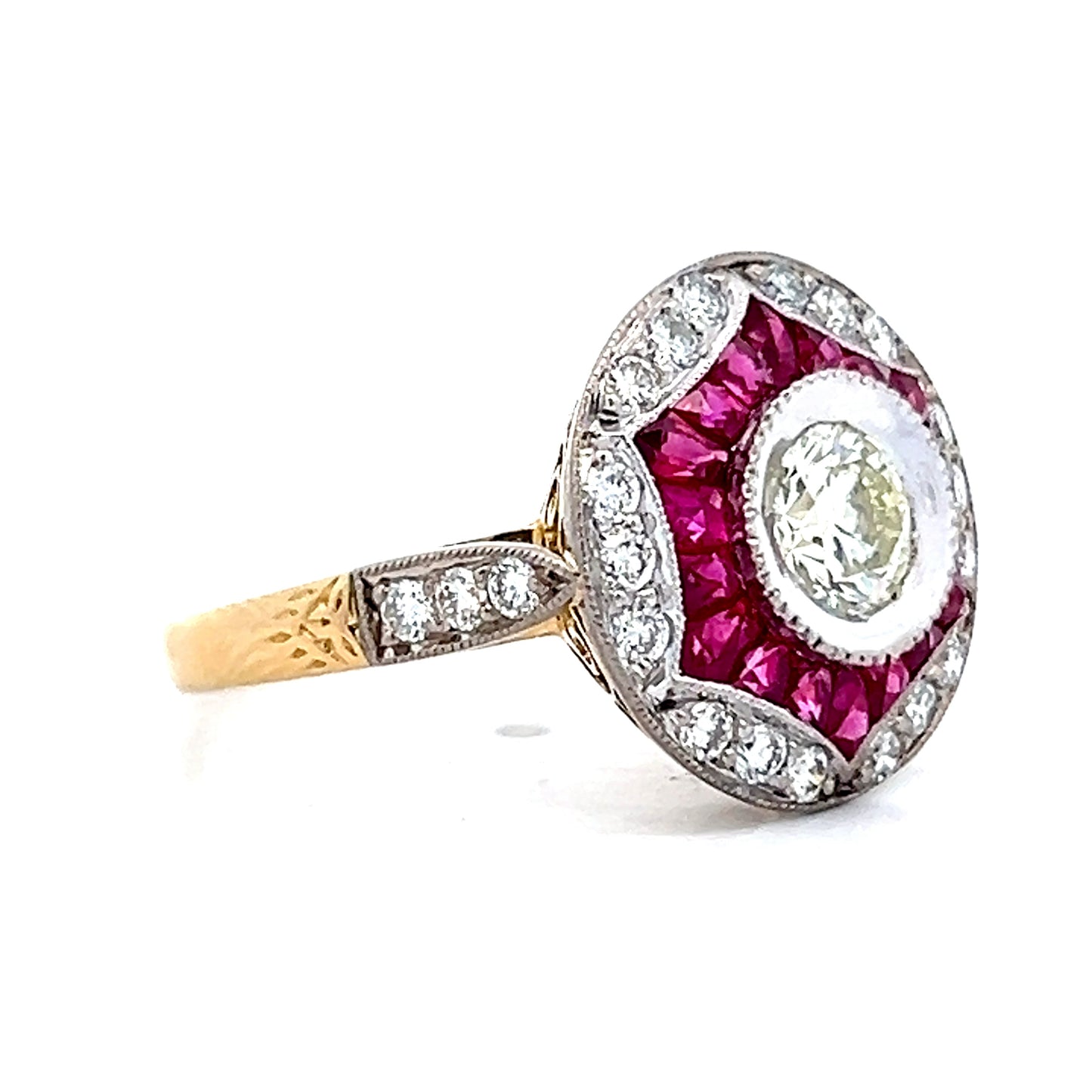 .76 Transitional Diamond & Ruby Cocktail Ring in 14k