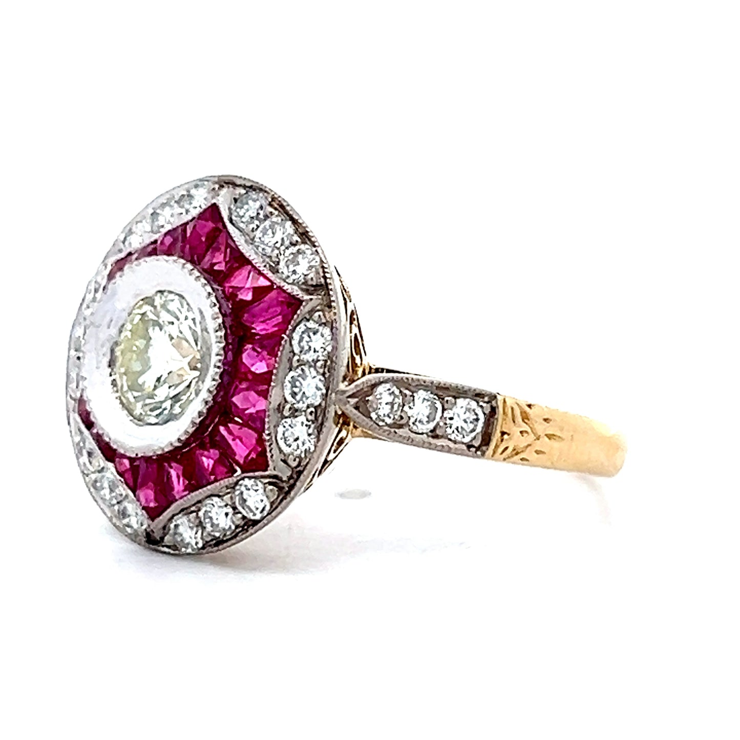 .76 Transitional Diamond & Ruby Cocktail Ring in 14k
