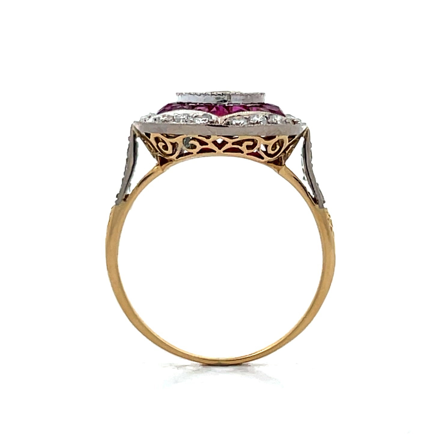 .76 Transitional Diamond & Ruby Cocktail Ring in 14k