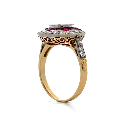 .76 Transitional Diamond & Ruby Cocktail Ring in 14k