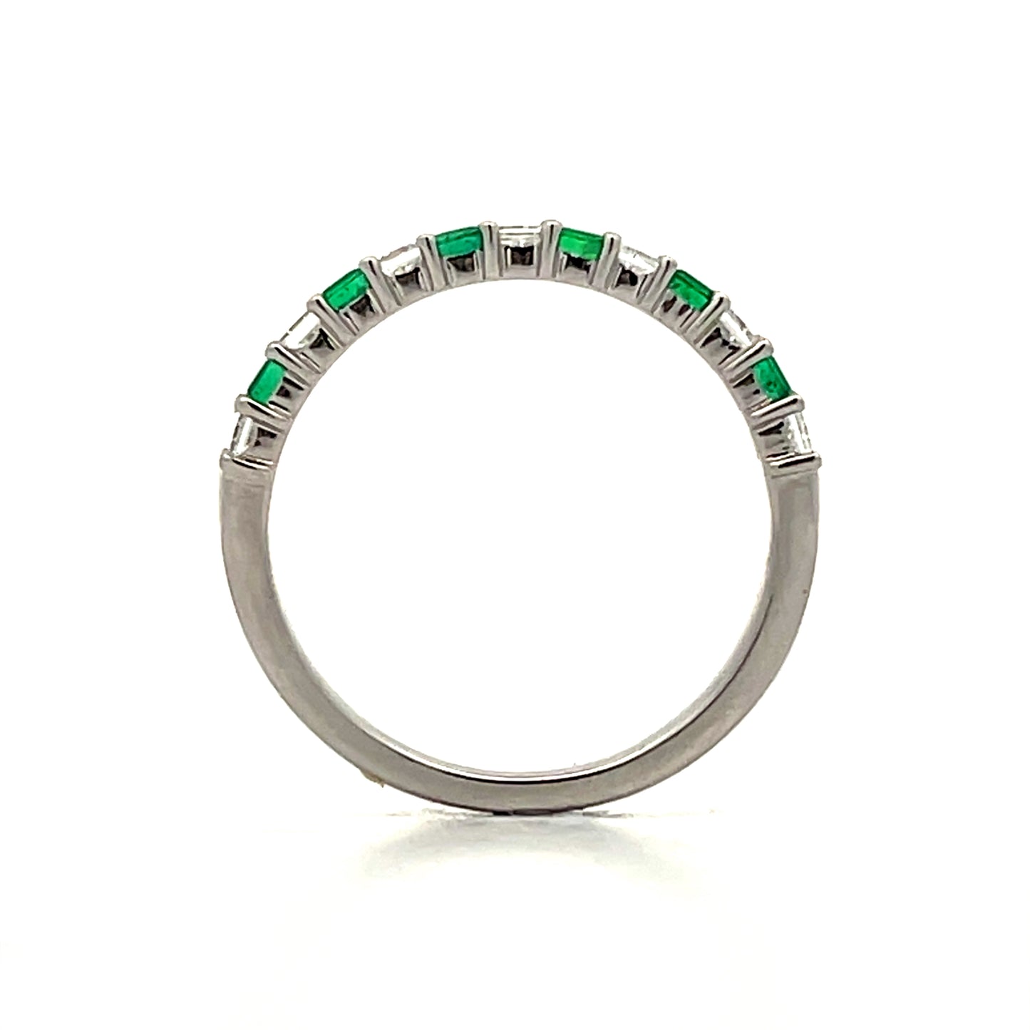 Emerald & Diamond Stacking Ring in 14k White Gold