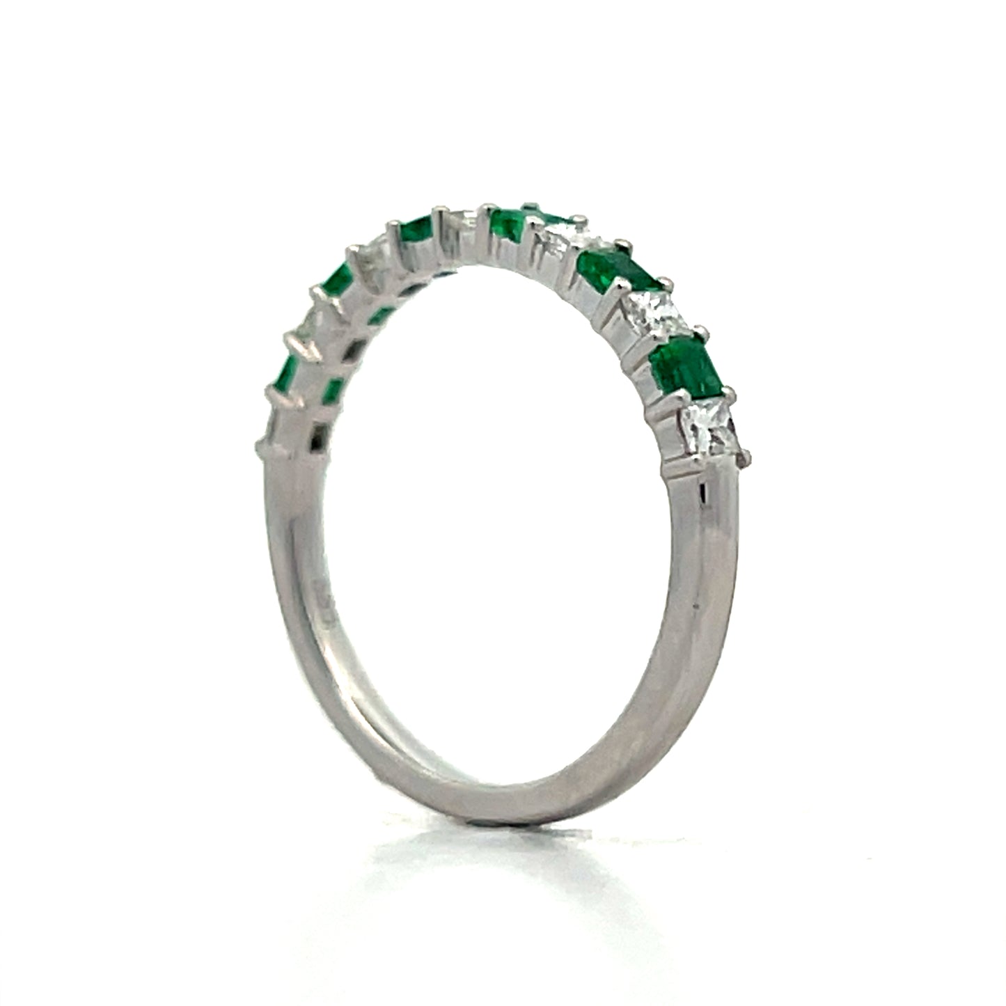 Emerald & Diamond Stacking Ring in 14k White Gold