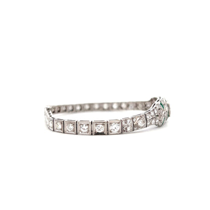 Vintage Art Deco Emerald & Diamond Bracelet in Platinum