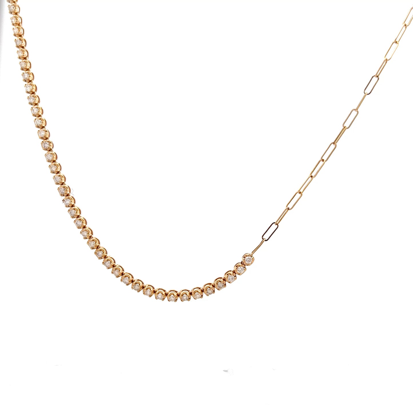 1.80 Diamond Paperclip Chain Necklace in 14k