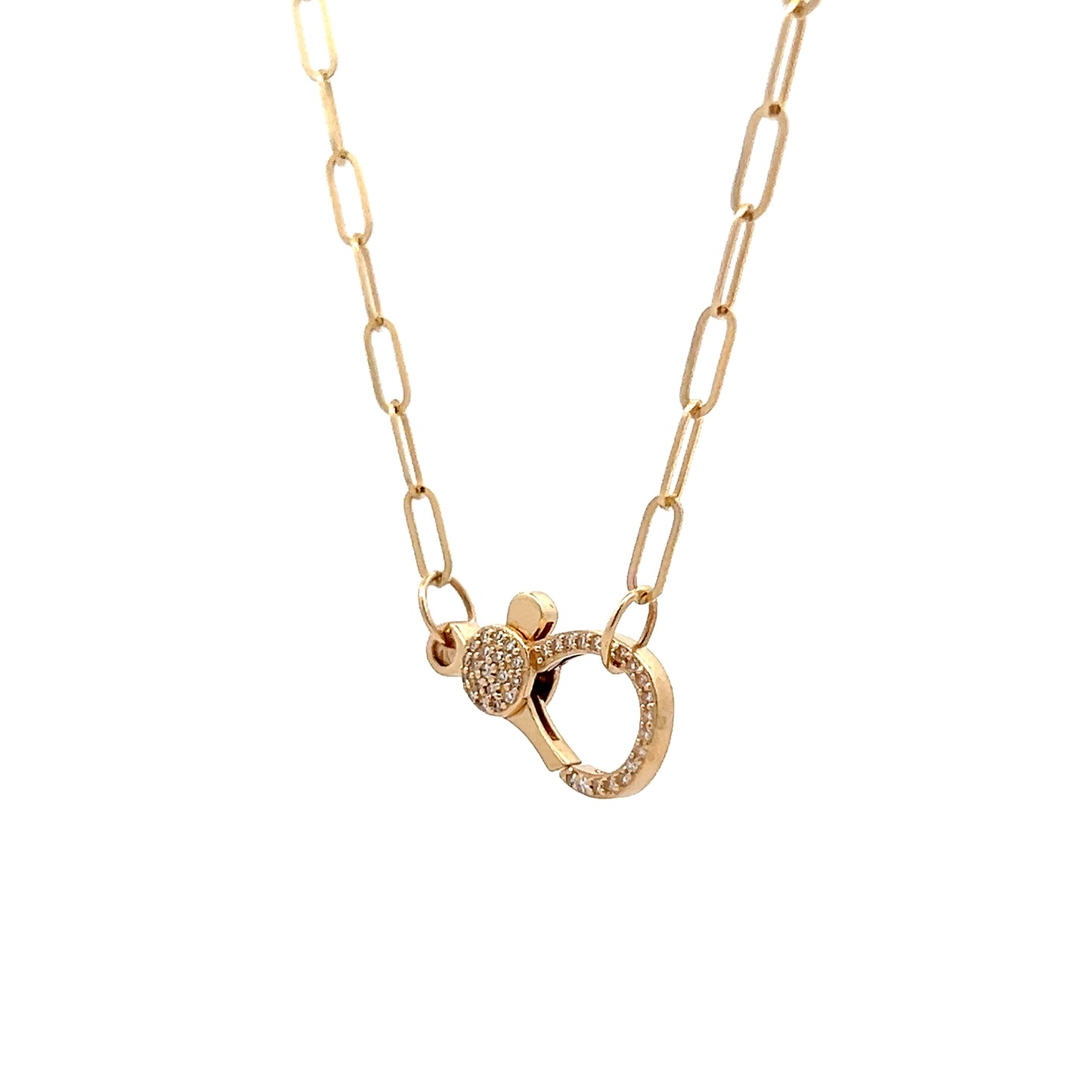 .19 Diamond Clasp Paperclip Chain in 14k
