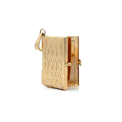 Vintage Mid-Century Book Locket Charm in 14k
