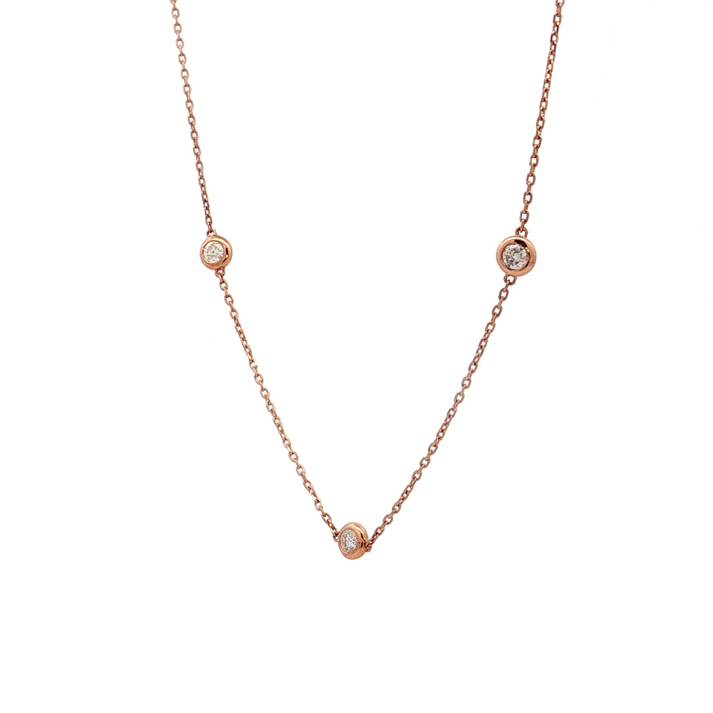 .77 Diamonds by the Yard Necklace 14k Rose Gold