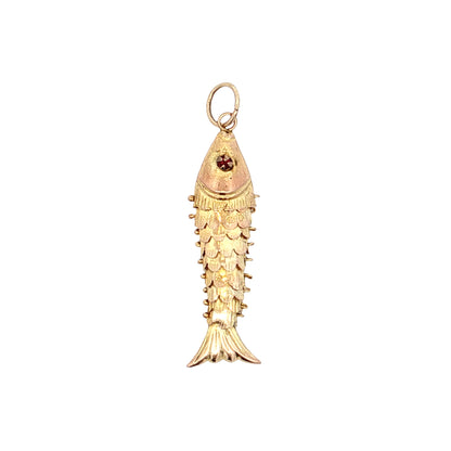 Vintage Mid-Century Koy Fish Pendant 14k Yellow Gold