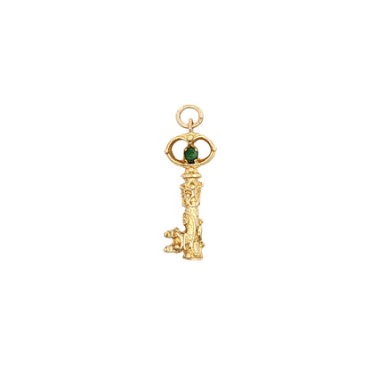 Vintage Mid-Century Skeleton Key Charm 18k Yellow Gold