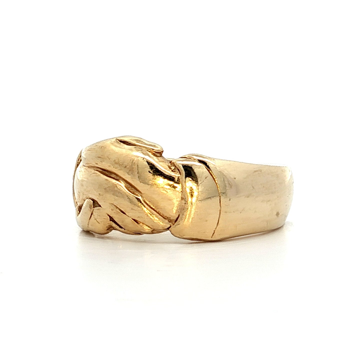 Vintage Hand Holding Ring in 10k Yellow Gold