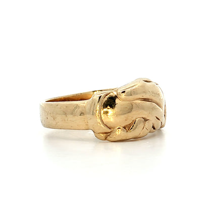 Vintage Hand Holding Ring in 10k Yellow Gold