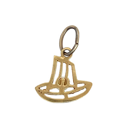 Vintage Mid-Century Sailboat Charm in 14k Yellow Gold