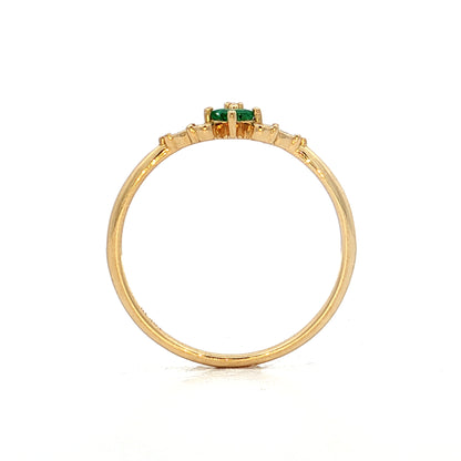 .09 Square Emerald & Diamond Cluster Ring 18k