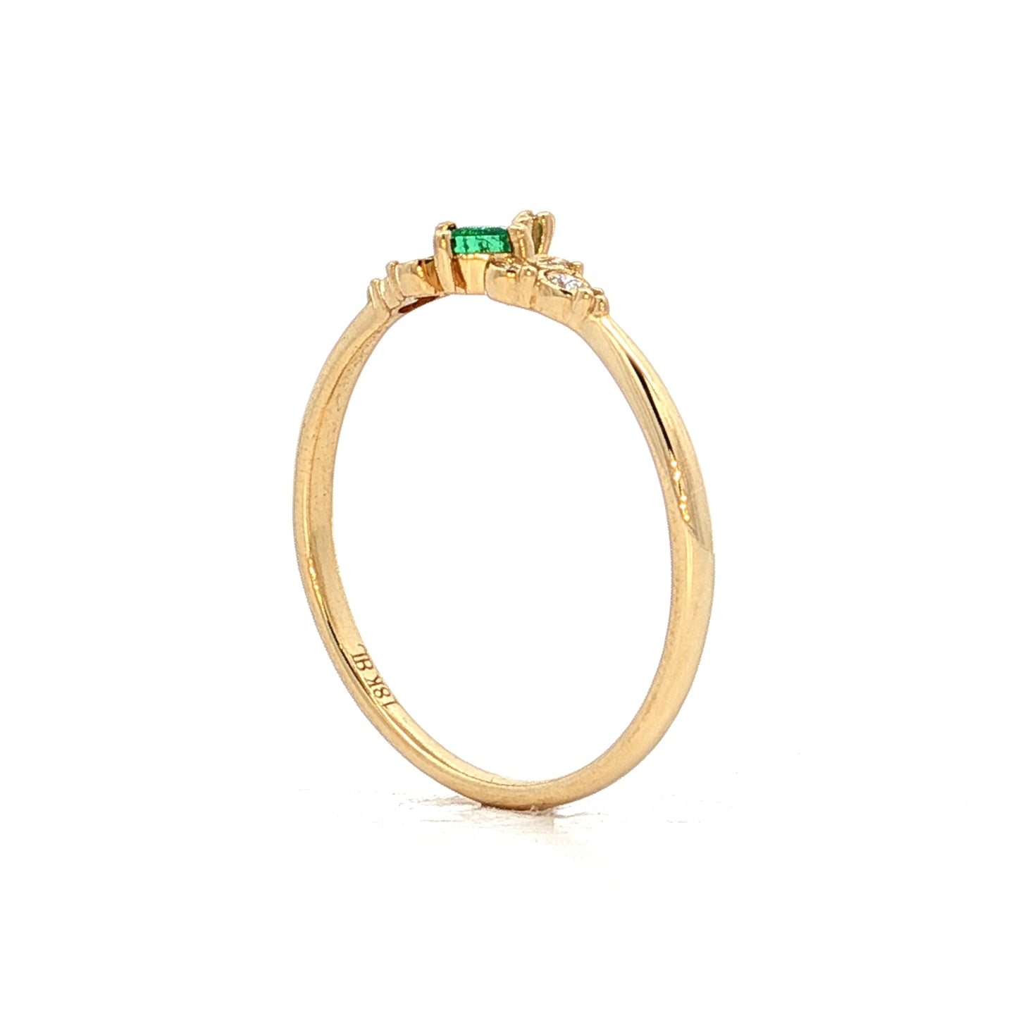 .09 Square Emerald & Diamond Cluster Ring 18k