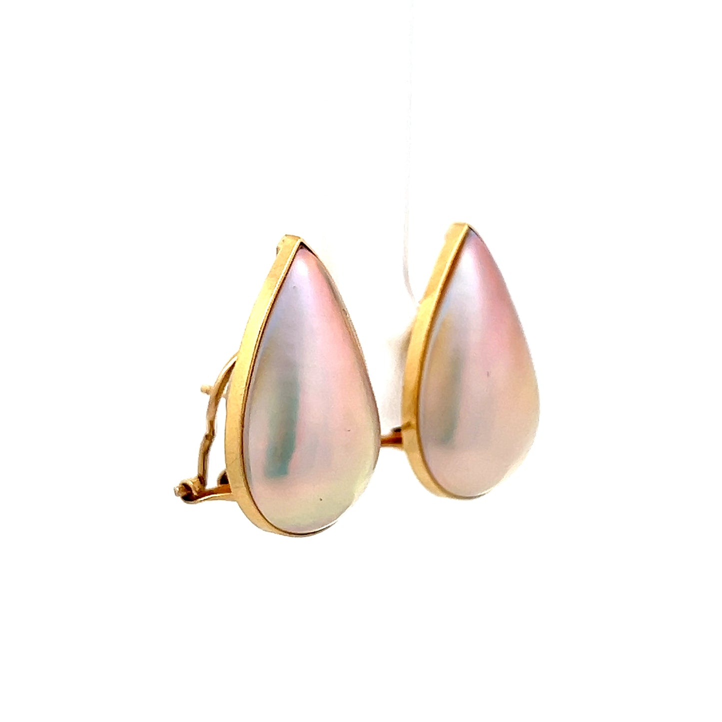 Pear Shaped Mabe Pearl Stud Earrings in 18k