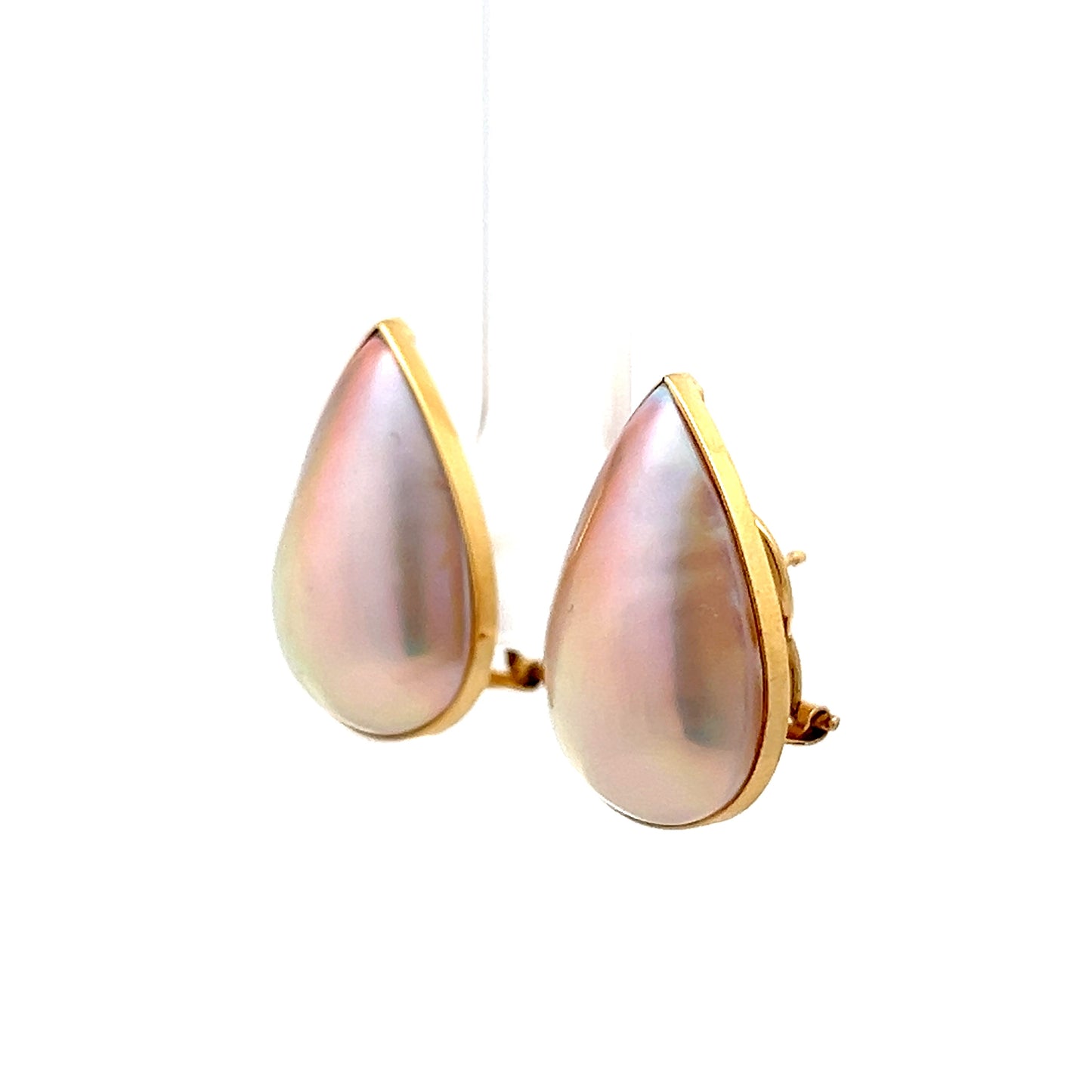Pear Shaped Mabe Pearl Stud Earrings in 18k