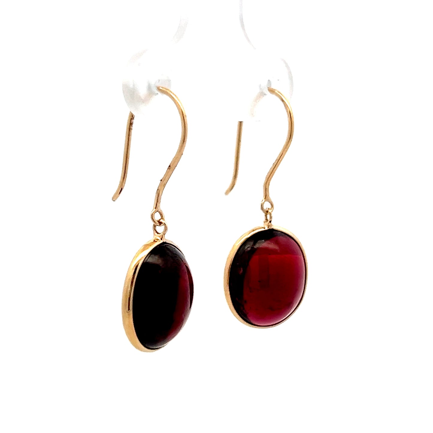 10.40 Cabochon Garnet Drop Earrings in 14k