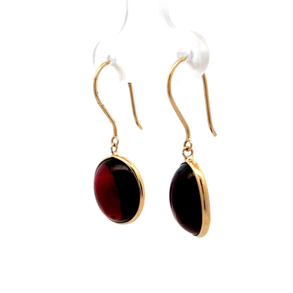 10.40 Cabochon Garnet Drop Earrings in 14k