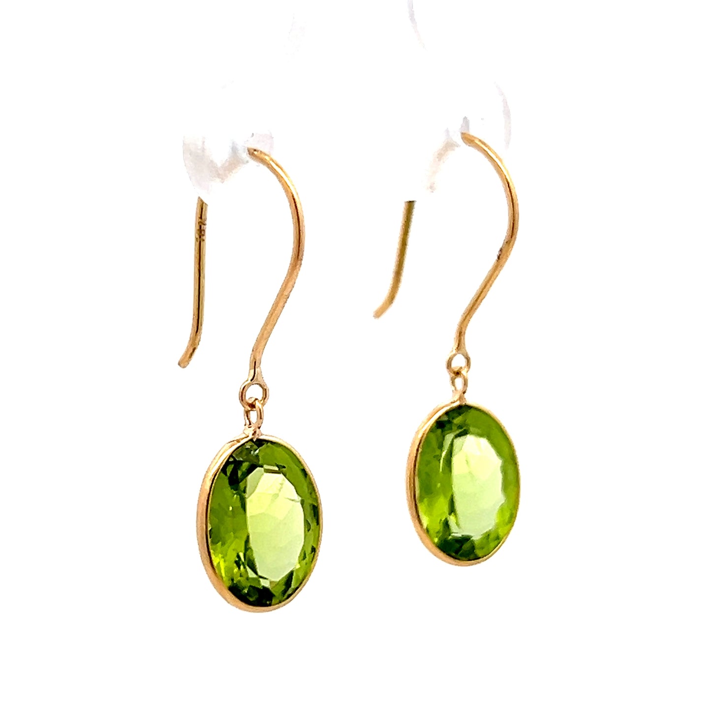 5.10 Oval Peridot Drop Earrings in 18k Yellow Gold