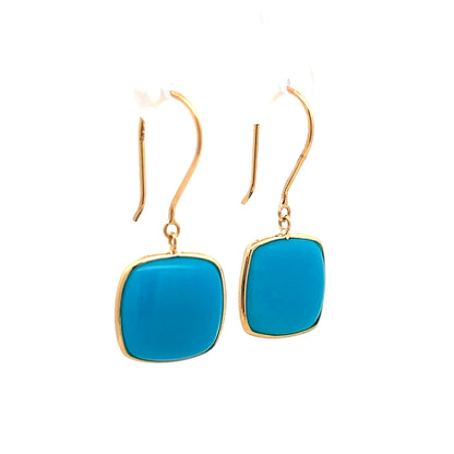 6.25 Cabochon Turquoise Drop Earrings in 18k